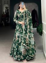 Marbel Green Traditional Wear Printed Readymade Gown With Dupatta